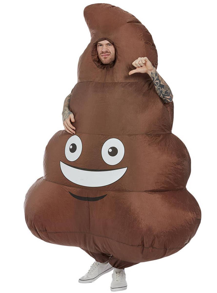 Funny Inflatable Poop Emoji Costume - Alternate Image