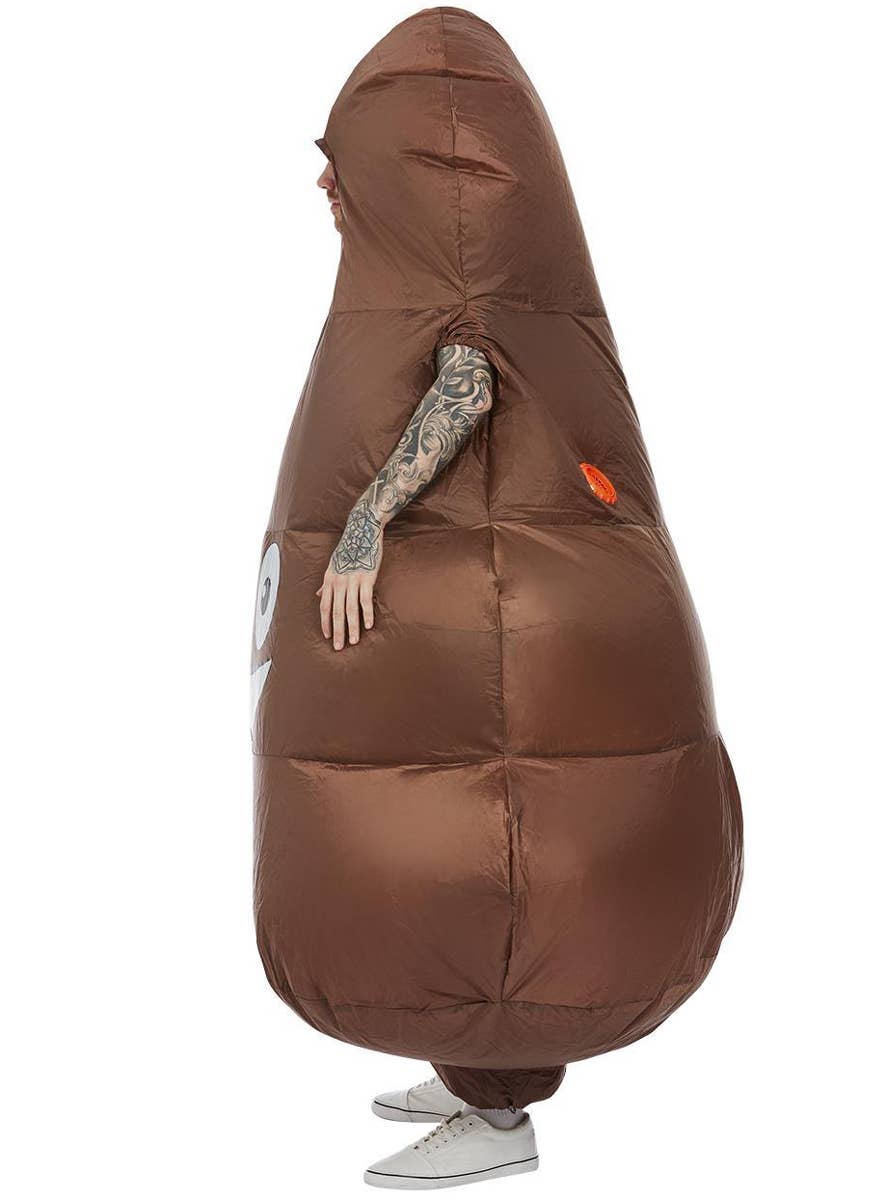 Funny Inflatable Poop Emoji Costume - Side Image