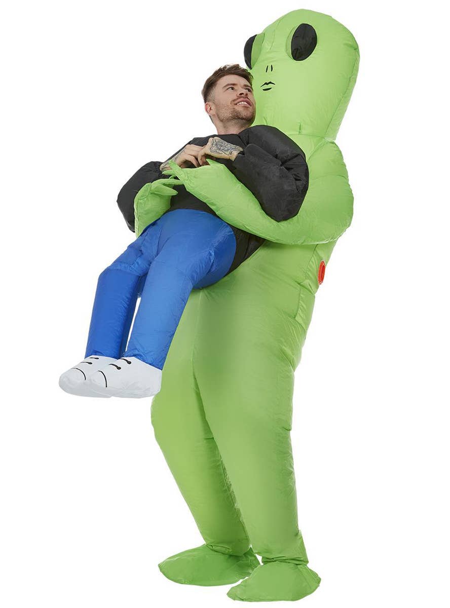 Funny Inflatable Green Alien Abduction Costume - Alternate Image