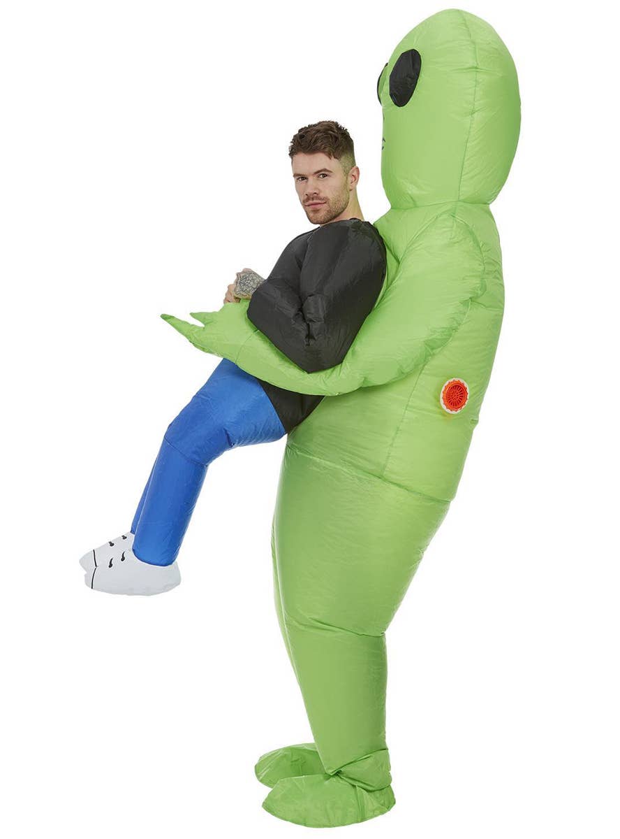Funny Inflatable Green Alien Abduction Costume - Side Image