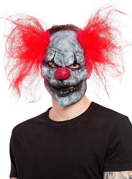 Evil Clown Latex Halloween Mask with Red Hair