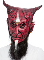 Red Devil Latex Mask with Black Beard