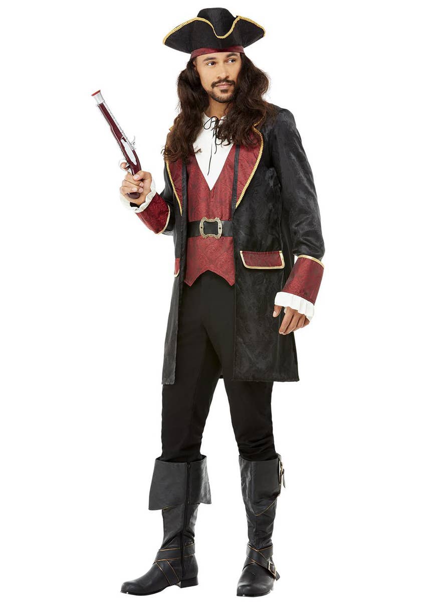 Mens Red and Black Swashbuckler Pirate Costume - Alternate Image