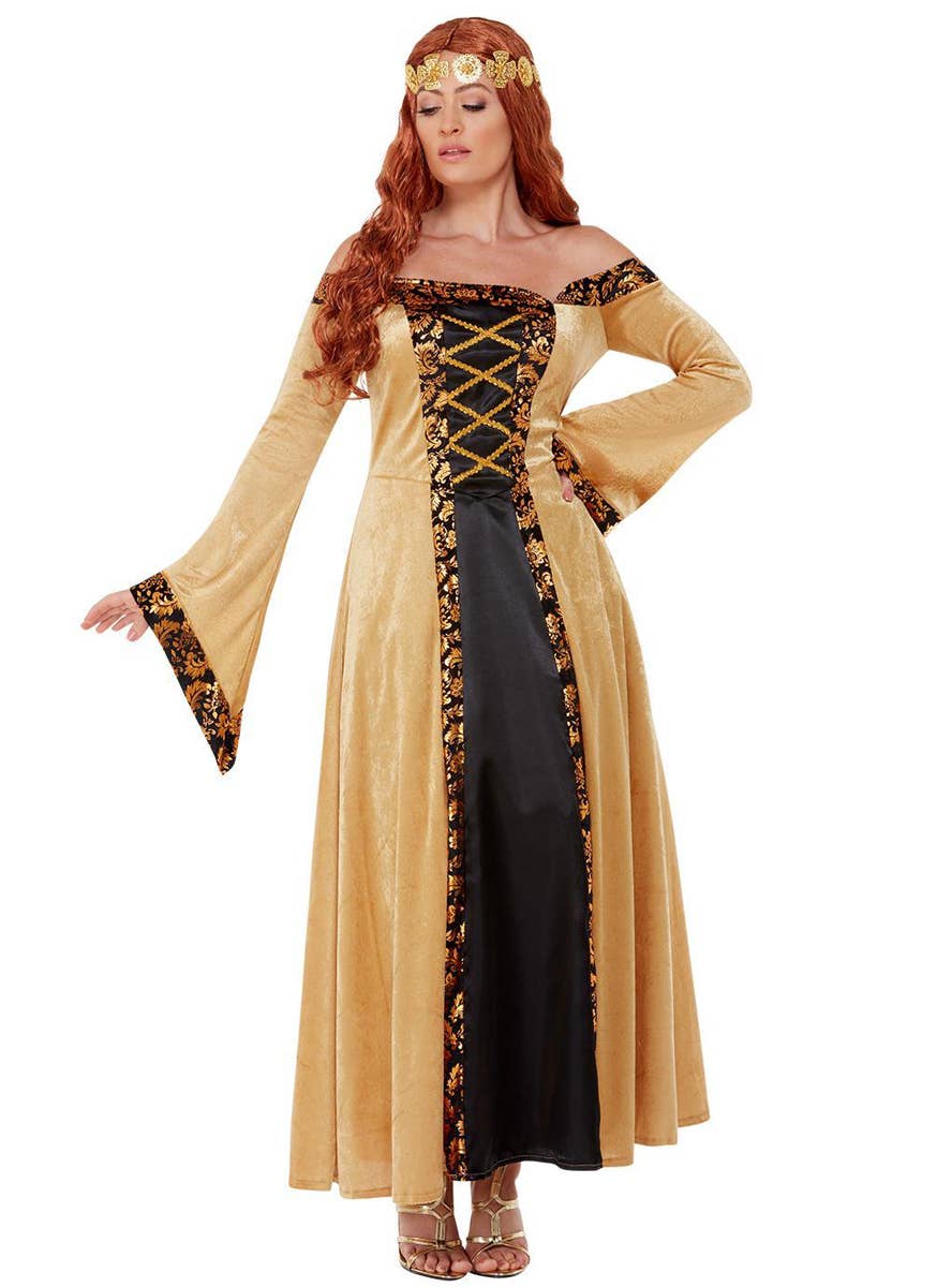 Womens Black and Gold Medieval Costume - Alternate Image