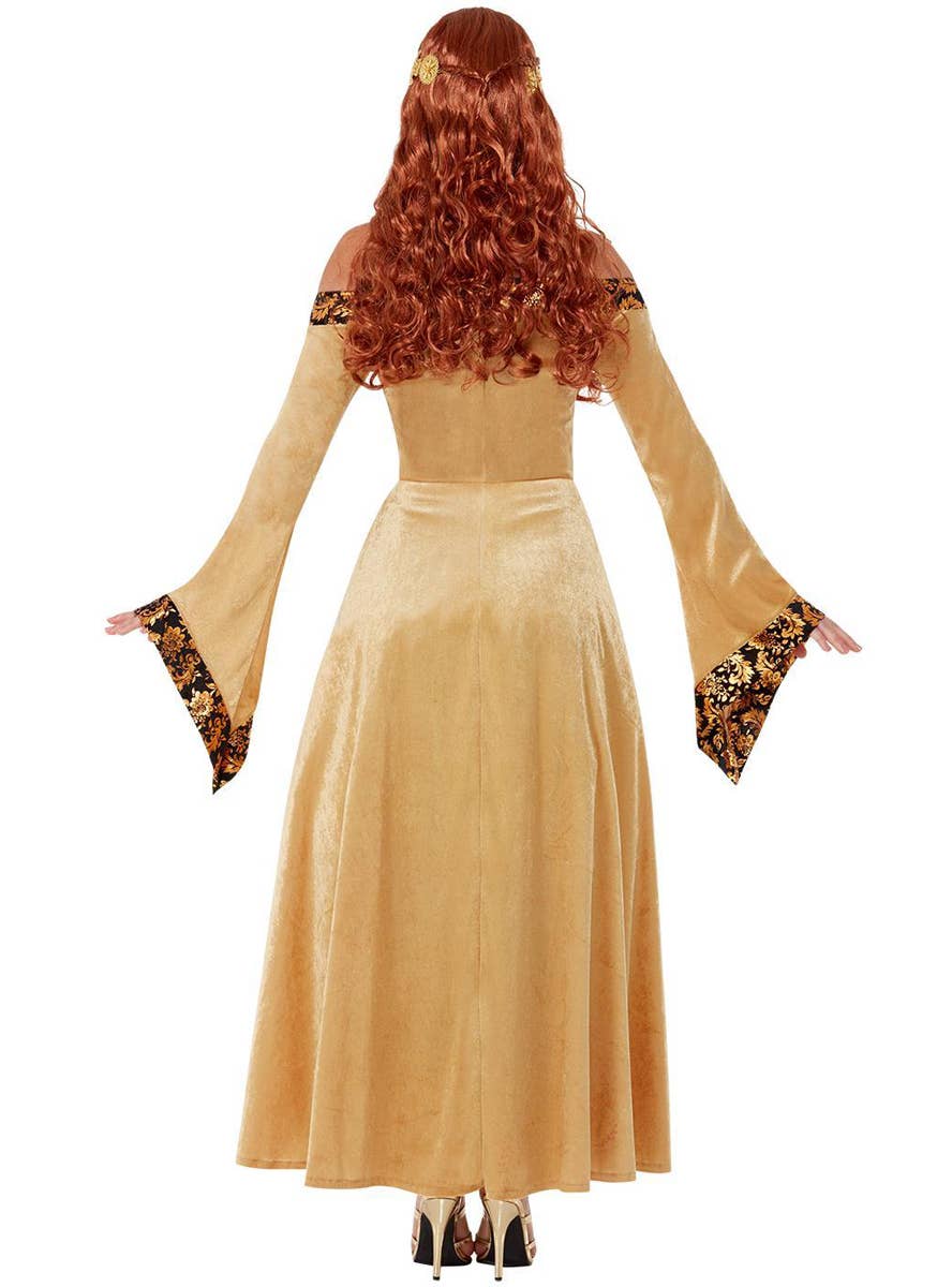 Womens Black and Gold Medieval Costume - Back Image