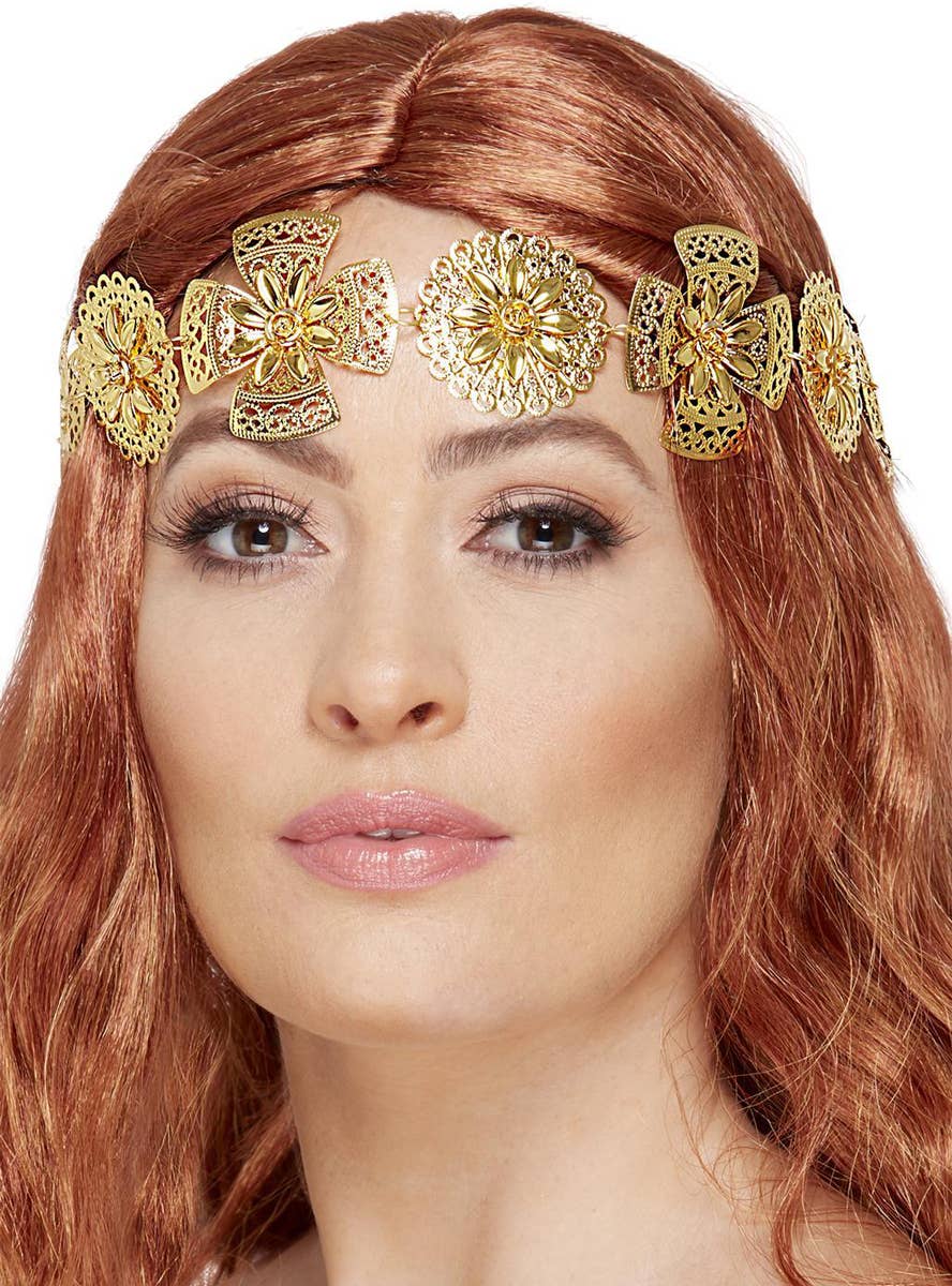 Gold Medieval Headpiece | Royal Gold Metal Crown Costume Accessory