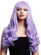 Womens Long Violet Purple Curly Costume Wig with Front Fringe - Main Image