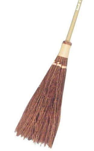 Brown Bamboo Twig Brush Witch Broom Stock Costume Accessory - Close Image