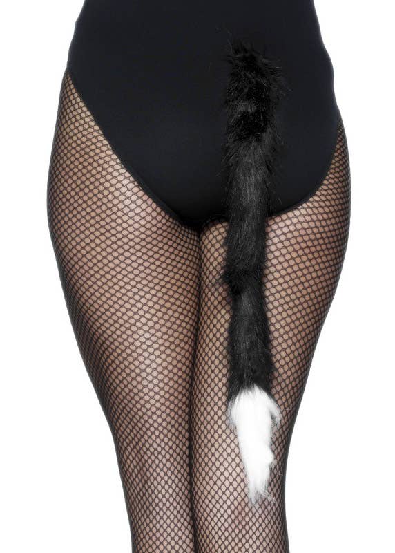 Novelty Plush Black and White Cat Tail Costume Accessory