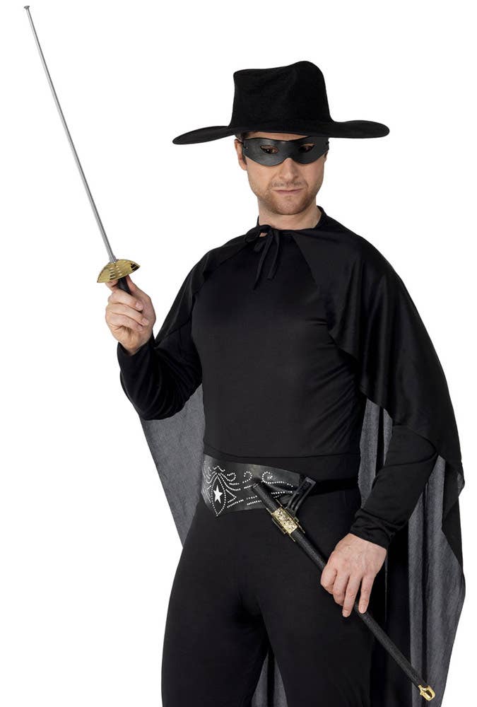 Black Zorro Mask and Sword Costume Kit
