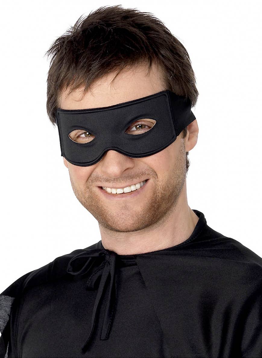 Black Fabric Half Face Tie Up Masquerade Mask View 1
