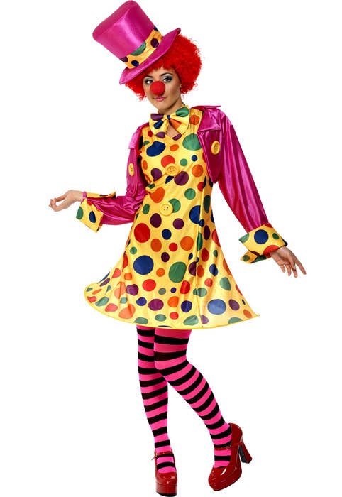 Womens Clown Lady Fancy Dress Costume - Main Image