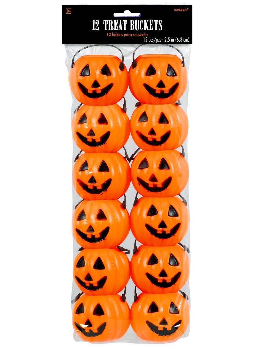 Image of Mini Smiley Orange Pumpkins 12 Pack Buckets