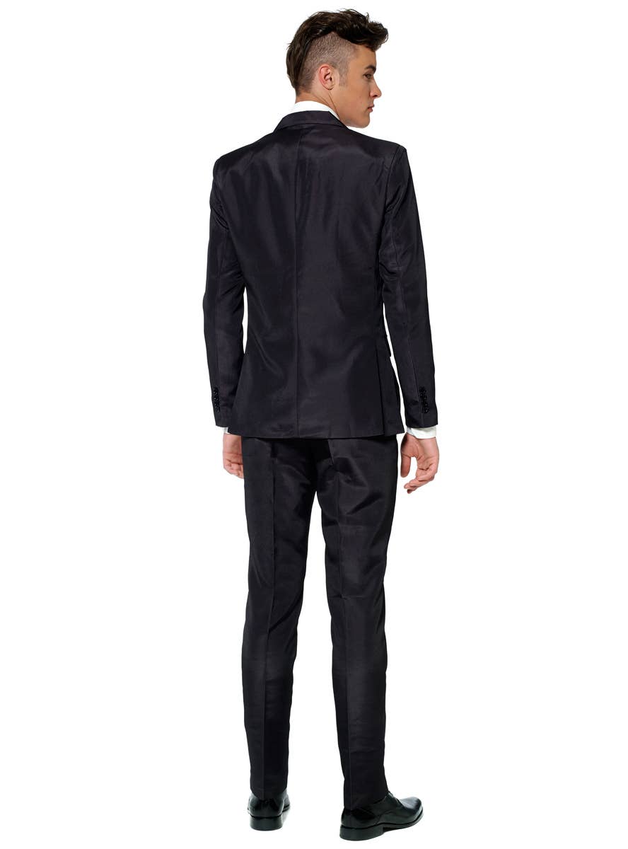 Men's Solid Black Deluxe Costume Suit - Back Image