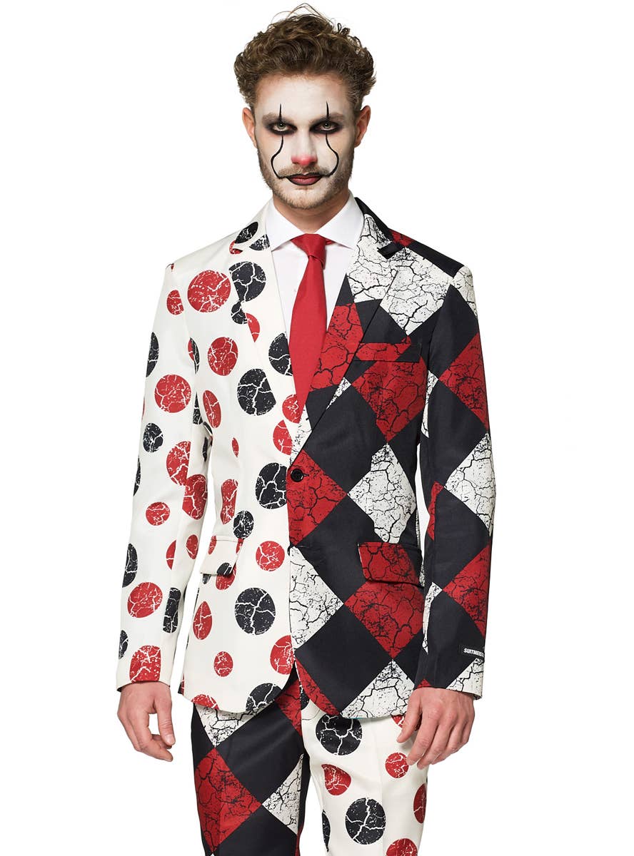 Men's Vintage Scary Clown Halloween Suit - Close Image