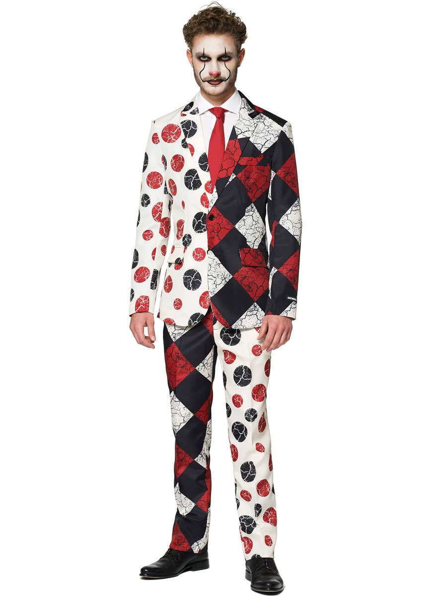 Men's Vintage Scary Clown Halloween Suit - Front Image