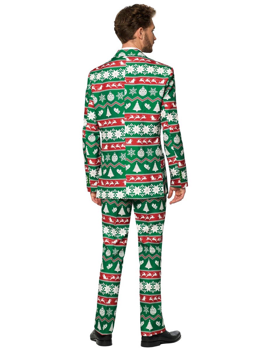 Green Nordic Christmas Suit For Men - Back Image