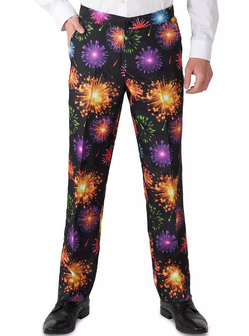 Men's Black Suit with Colourful Fireworks Print - Close Image 2