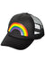 Image of Rainbow Print Snap Black Black Fabric Trucker Cap