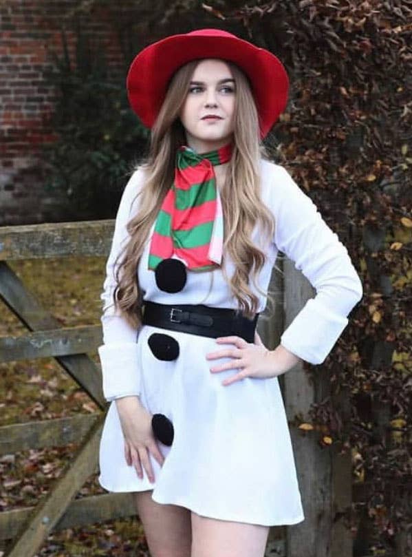 Women's Snowman Fancy Dress Costume Lifestyle View
