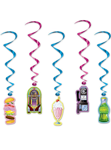 Image of 50s Soda Shop Spirals Hanging Party Decoration