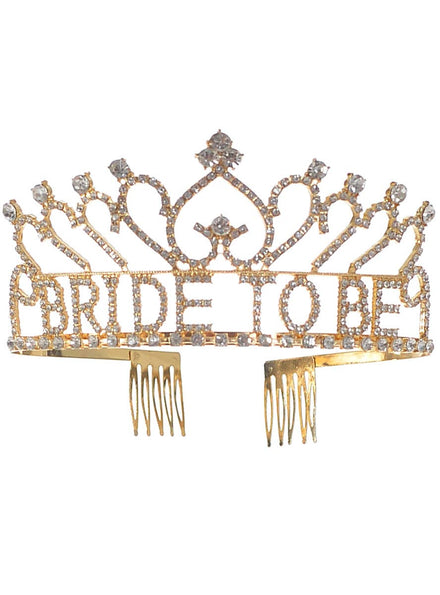 Image of Bride To Be Gold Metal and Rhinestones Tiara