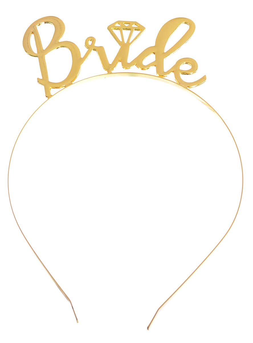 Image of Solid Gold Metal Hen's Night Bride Headband - Alternate Image