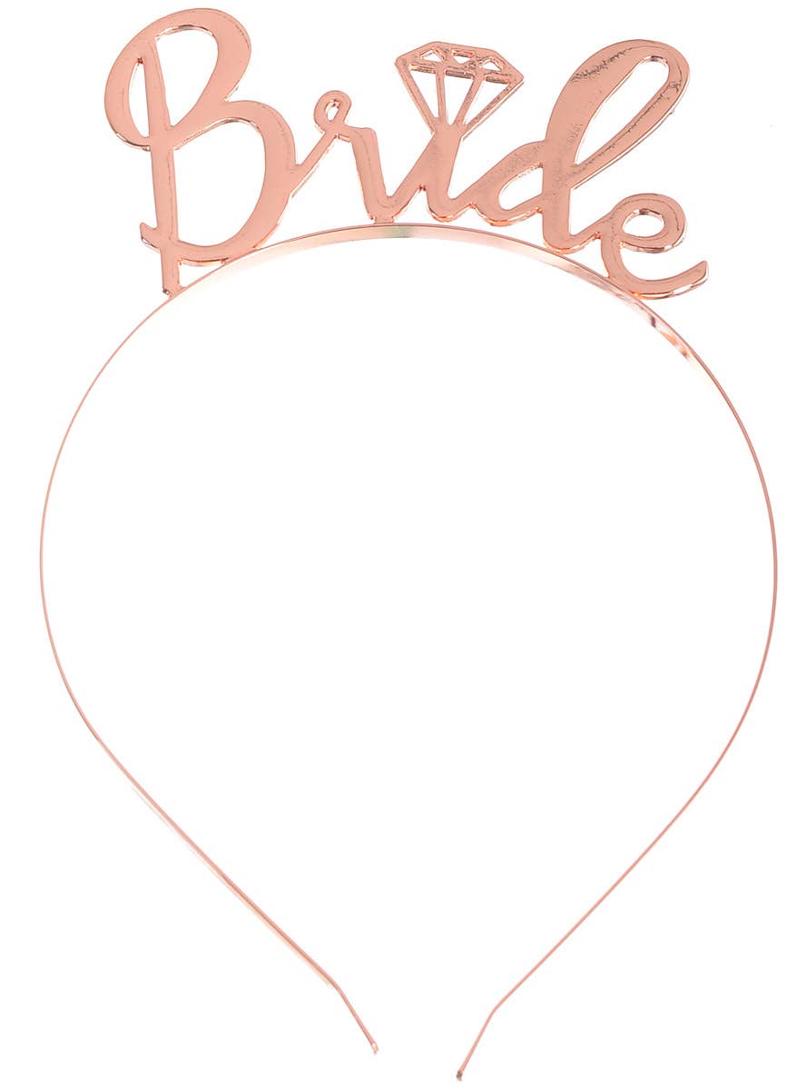 Image of Solid Rose Gold Metal Hen's Night Bride Headband - Alternate Image