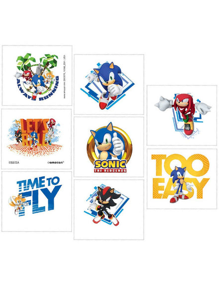 Image of Sonic The Hedgehog 8 Pack Temporary Tattoo Party Favours