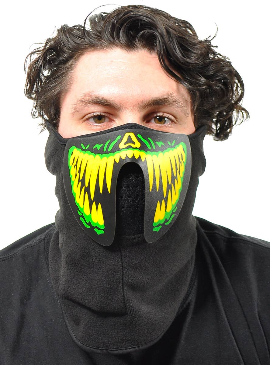 Image of Reptile Yellow and Green Teeth Sound Activated Light Up Mask - Main Image