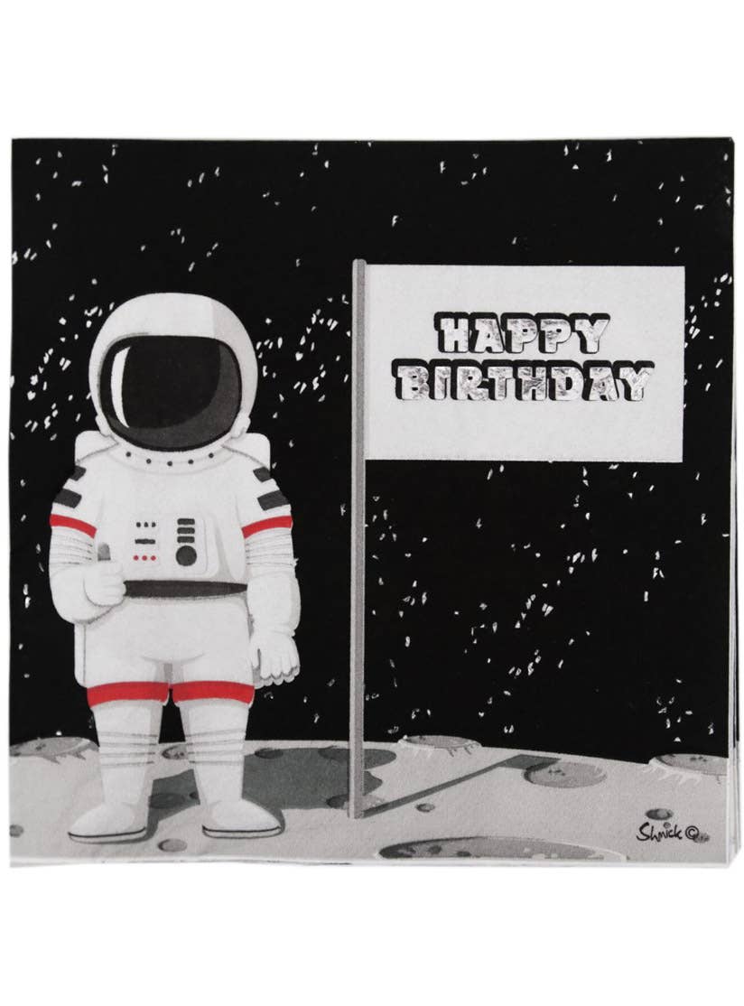 Image of Space Astronaut 33cm Happy Birthday Party Napkins