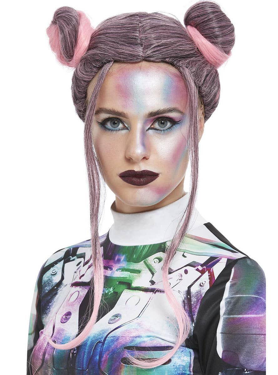 Image Of Pink Space Buns Wig 