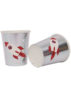 Image of Silver Space Rocket 12 Pack 200ml Party Cups