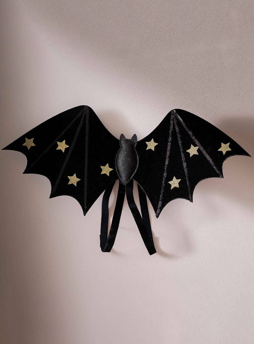 Image of Sparkle Bat Deluxe Black Velvet Girls Wings - Alternate Image 1