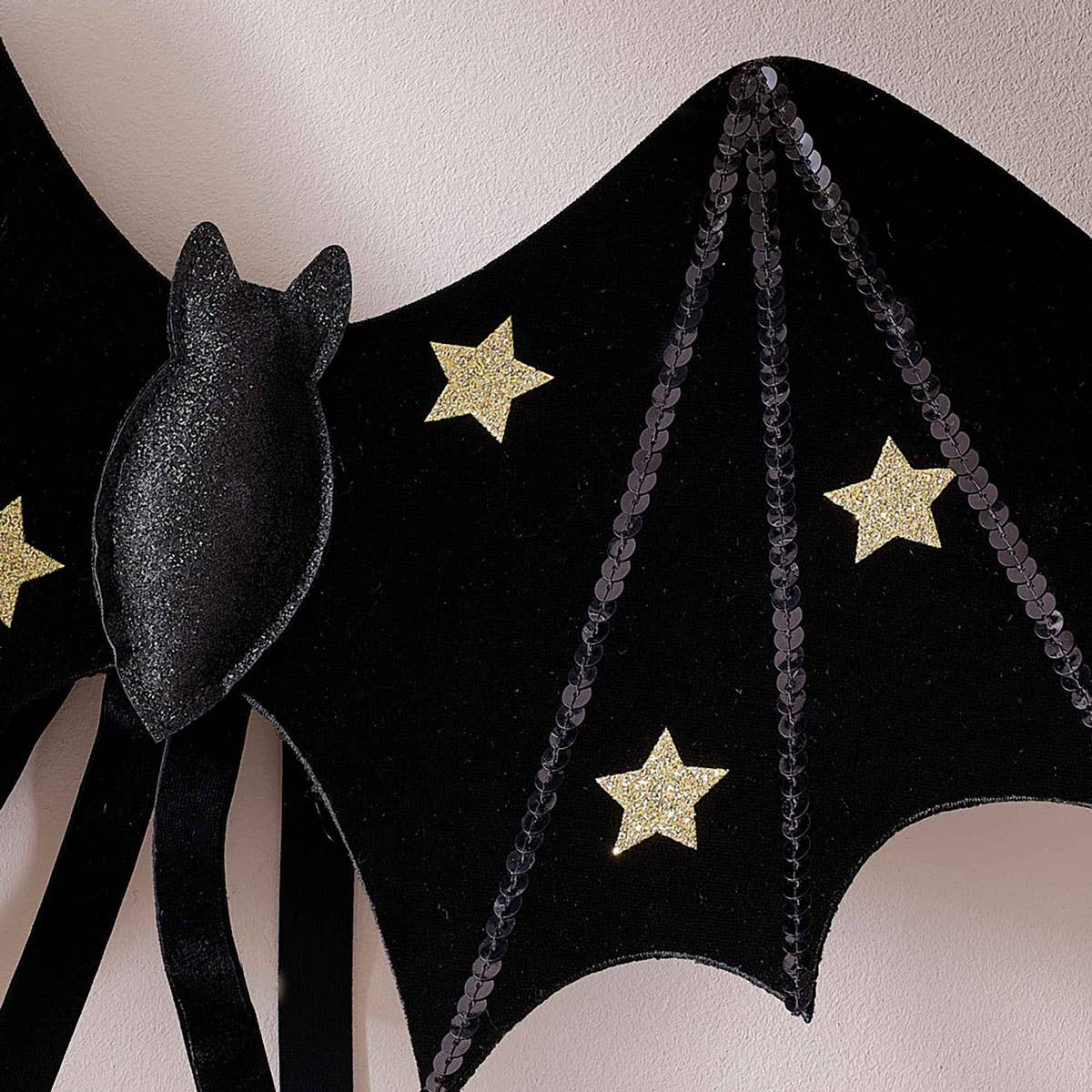 Image of Sparkle Bat Deluxe Black Velvet Girls Wings - Alternate Image 2