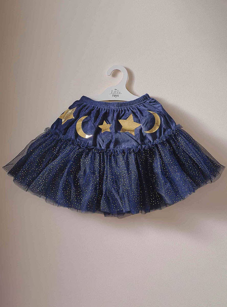 Image of Sparkle Wizard Girls Deluxe Blue Glitter Tutu - Alternate Image 1