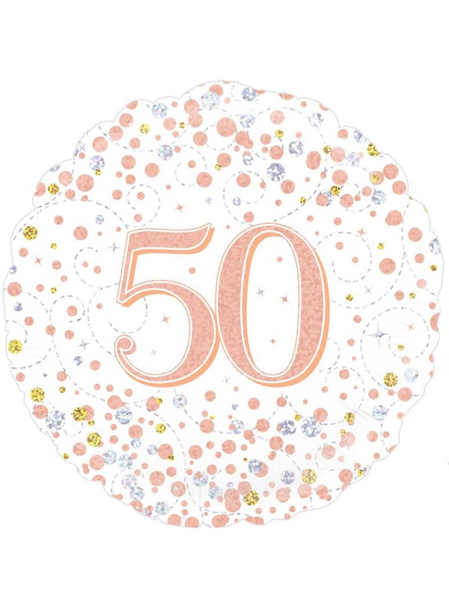 Image of Sparkling Fizz Rose Gold 50th 45cm Foil Balloon