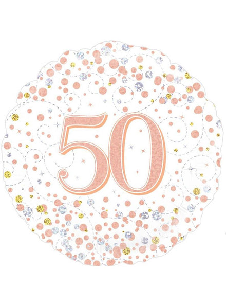 Image of Sparkling Fizz Rose Gold 50th 45cm Foil Balloon