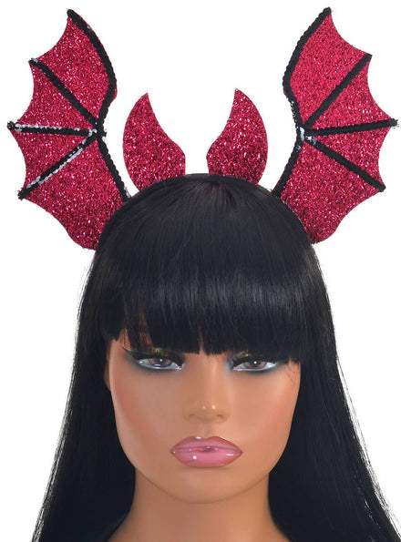 Image of Sparkly Pink and Black Sequin Bat Halloween Headband