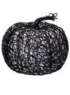 Image Of Halloween Decoration Sparkly Silver Glitter Pumpkin with Black Net Halloween Decoration