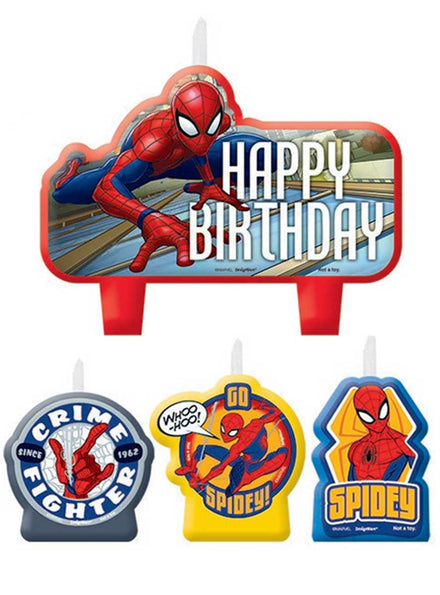 Image Of Spiderman 4 Piece Birthday Cake Candle Set