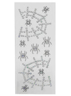 Silver Spider Webs And Spiders Face Jewels And Temporary Tattoos Set - Main Image