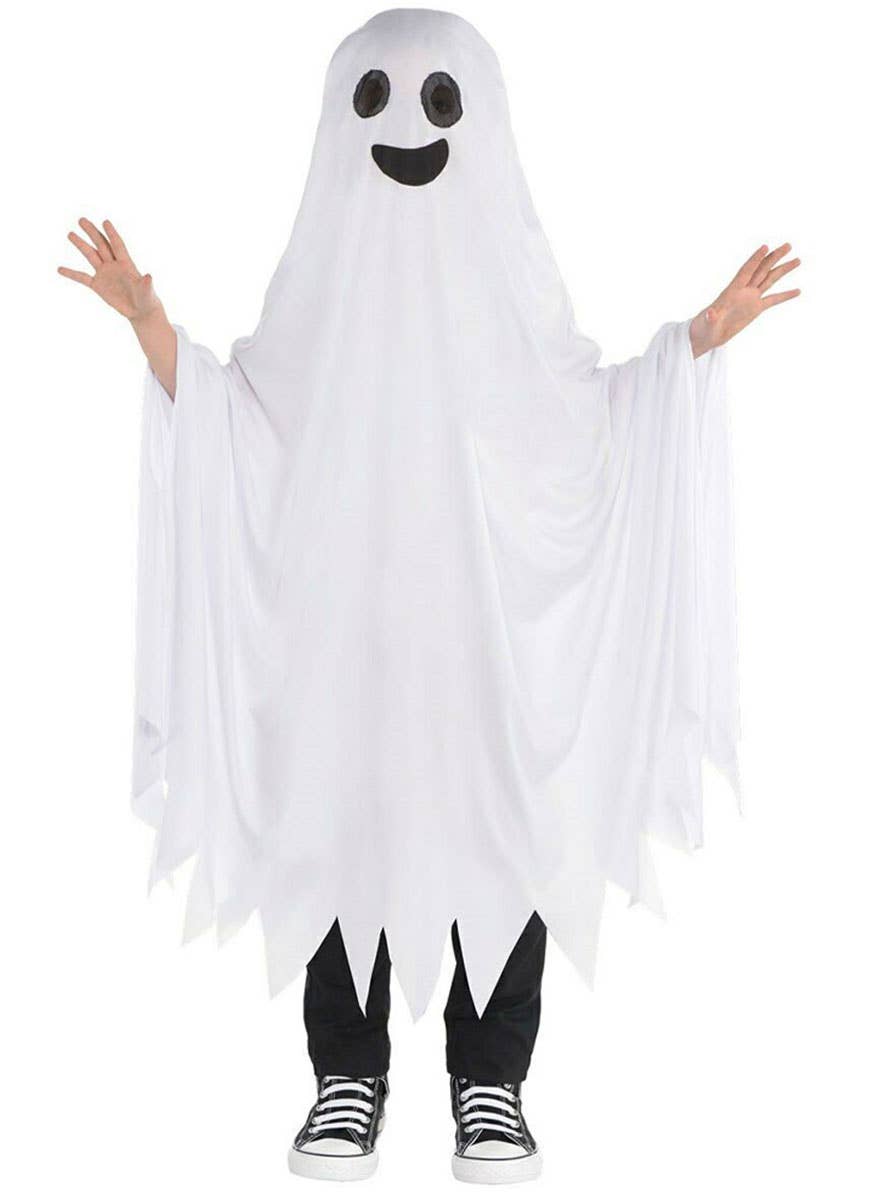 Image of Spooky White Ghost Kids Halloween Costume - Main Image