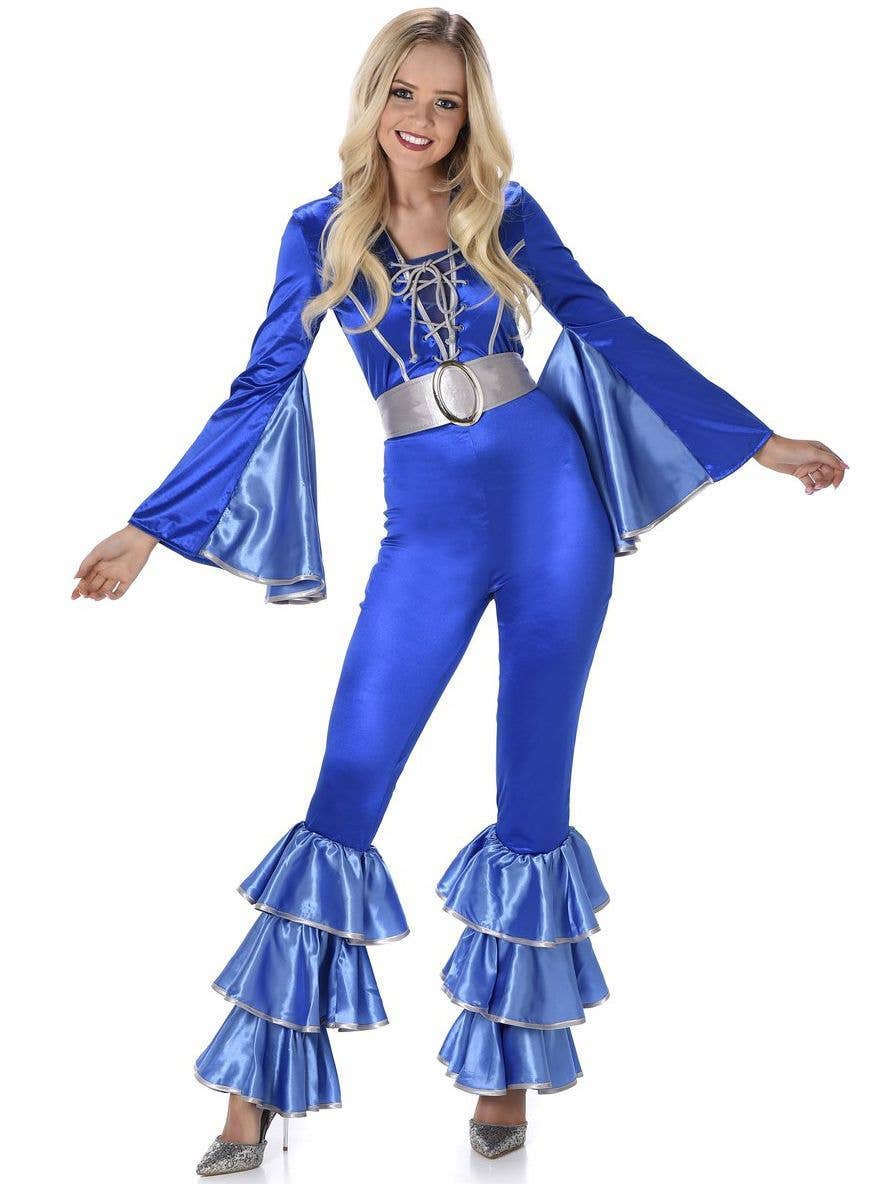 Blue 70s ABBA Jumpsuit Womens Costume - Size Small