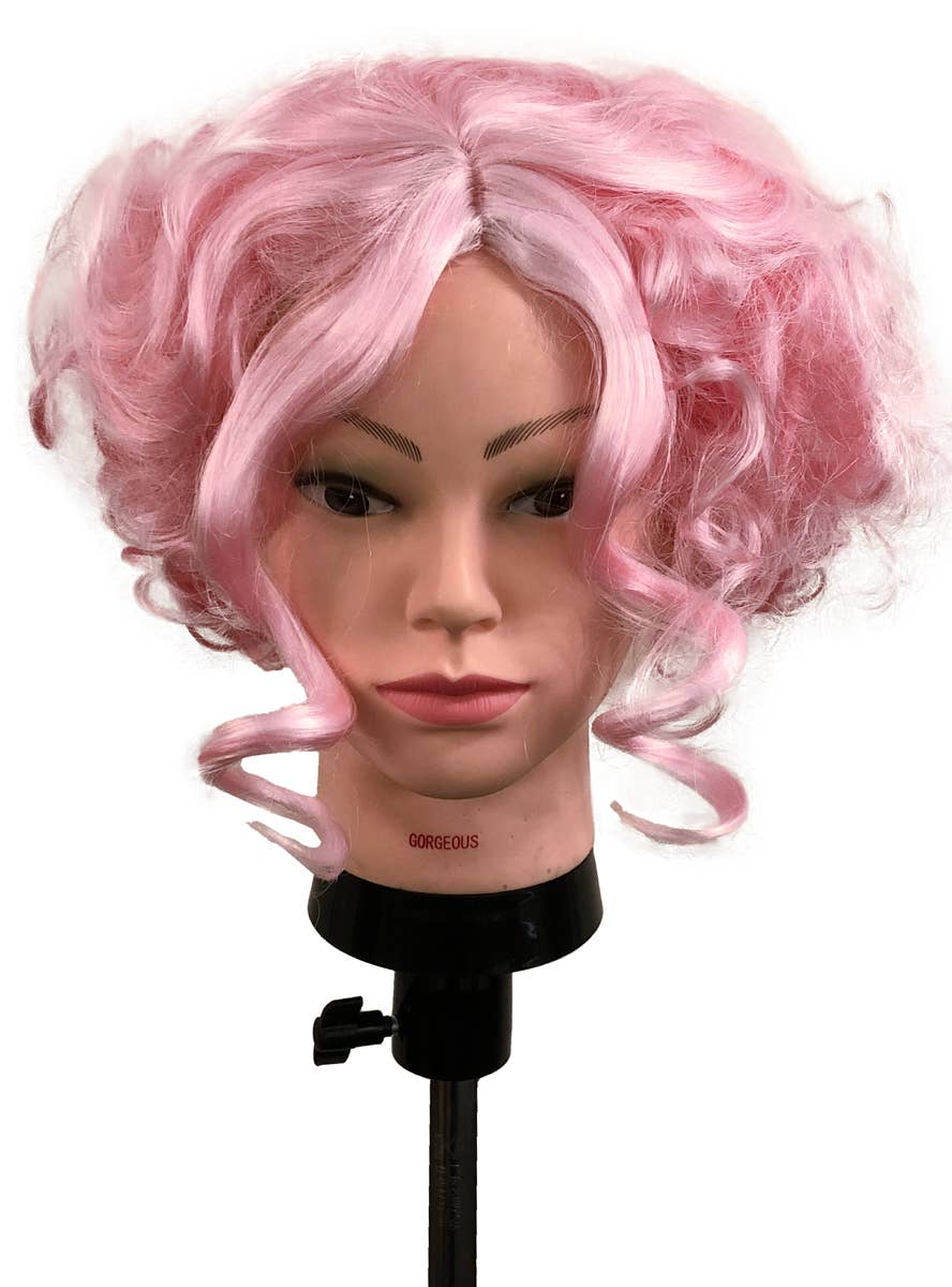 Pastel Pink Short Curly Bob Womens Costume Wig
