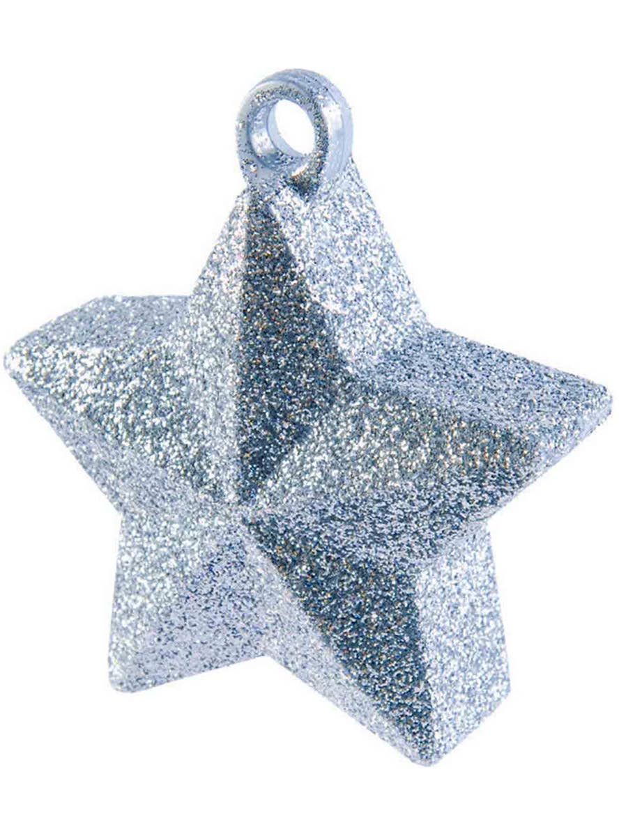 Image of Star Shaped Silver Glitter 170 Gram Balloon Weight