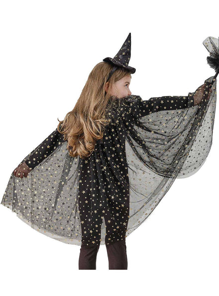 Image of Star Witch Girls Deluxe Black Mesh Cape - Main Image