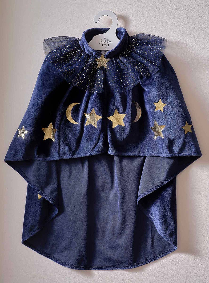 Image of Sparkle Wizard Girls Deluxe Navy Velvet Cape - Alternate Image 1