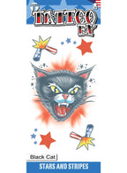 Image of Stars and Stripes Black Cat Temporary Tattoo FX