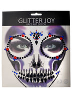 Image of Sparkly Red Blue and Black Skeleton Halloween Face Jewels - Main Image